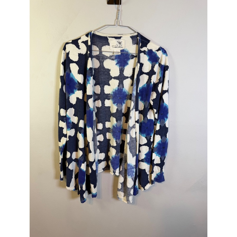 Tabitha Womens Cardigan Floral Tie Dye Blue Size S Flawed